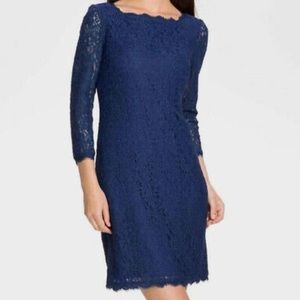 Adrianna Papell Lace Sheath Dress Navy Size 4